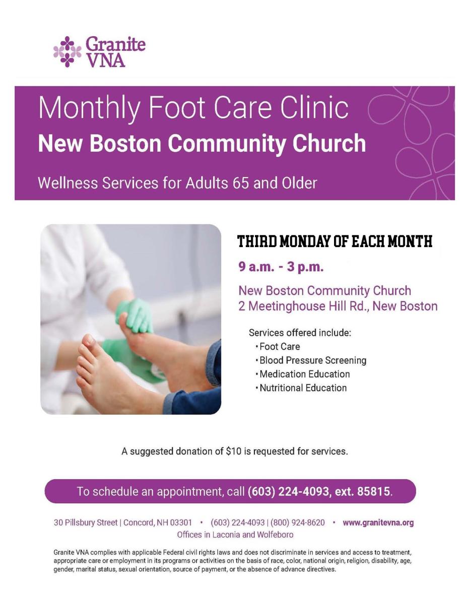 Footcare Clinic - 3rd Monday Each Month