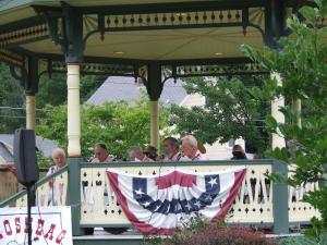 Summer concert band playing on the gazebo