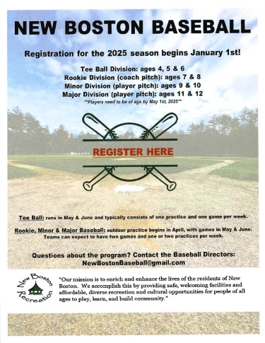 Baseball Registration 2025 Season Starts Jan 1st Poster